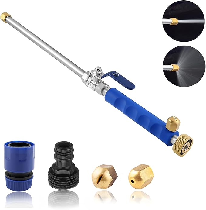 Shayee High Pressure Power Washer Wand for Garden Hose with Jet Nozzle and Fan Nozzle Hydro Jet Power Sprayer for Car Washing or Garden Cleaning Made of Durable Metal