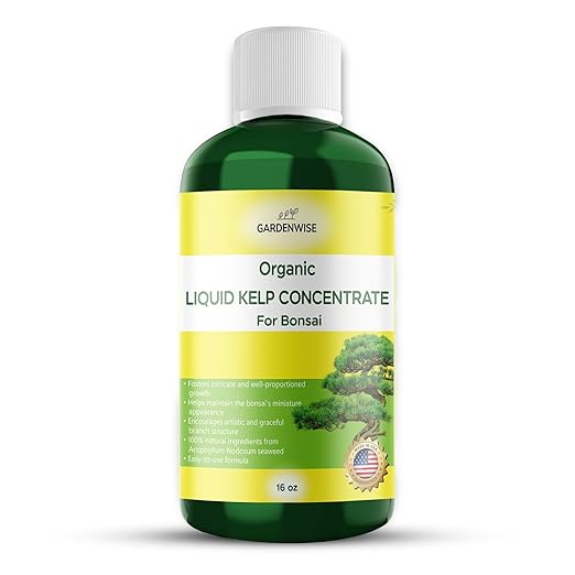 GARDENWISE Organic Premium Seaweed Fertilizer for All Bonsai - Liquid Kelp Plant Food - Nutrient-Rich Liquid Plant Food & Soil Enhancer for Growth Control (16 OZ)