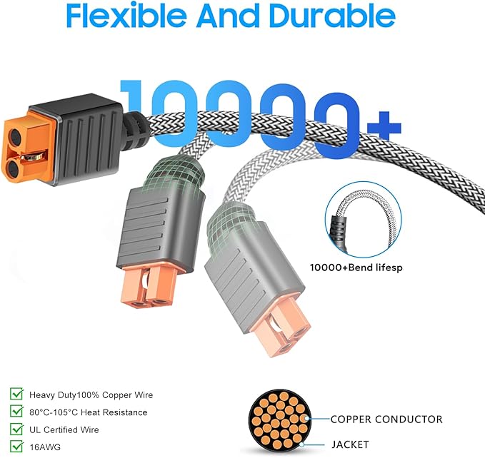 XT60i Charging Cable Car Cigarette Lighter Male Plug Connector for EF ECOFLOW River Delta 3 2 Pro Max Plus Anker SOLIX DJI Power 1000 500 AC70 AC50B EB55 Portable Power Station 4FT