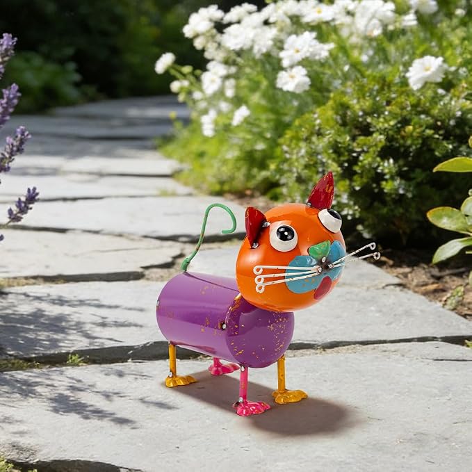 Yard Decorations Outdoor Metal Cat Statue | Animal Sculptures Garden Decor for Outside, Weatherproof Yard Art Statues for Patio Porch Lawn Cat Gifts