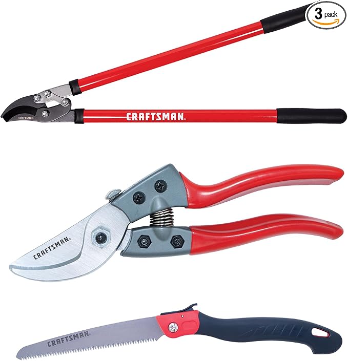 Shrub and Branch Pruning Bundle: Bypass Lopper, Bypass Pruner, and 8-Inch Folding Saw