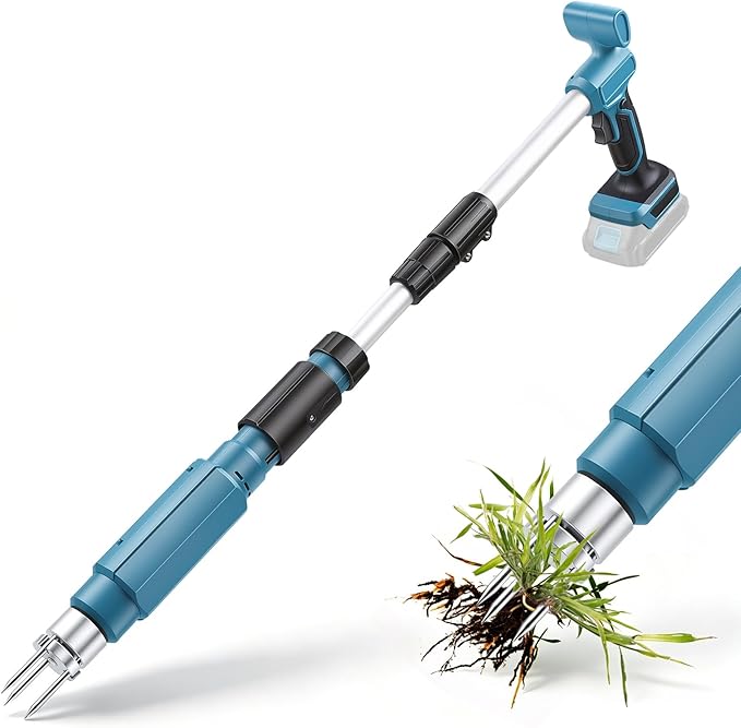 Electric Weed Puller Tool for Makita 18V, Long Handle Weeder Hand Tool w/ 3 Claws Steel Head, Stand Up Gardening Hand Weeding Tool w/Mechanism for Lawn, Yard, Garden(Battery Not Included)