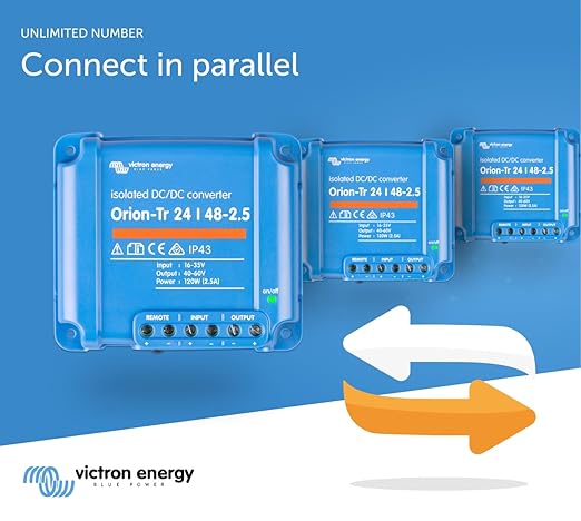 Victron Energy Orion-Tr DC to DC Converter - 24/48-Volt 2.5 amp 120-Watt - IP43 Protected - for Dual Battery Systems - Isolated