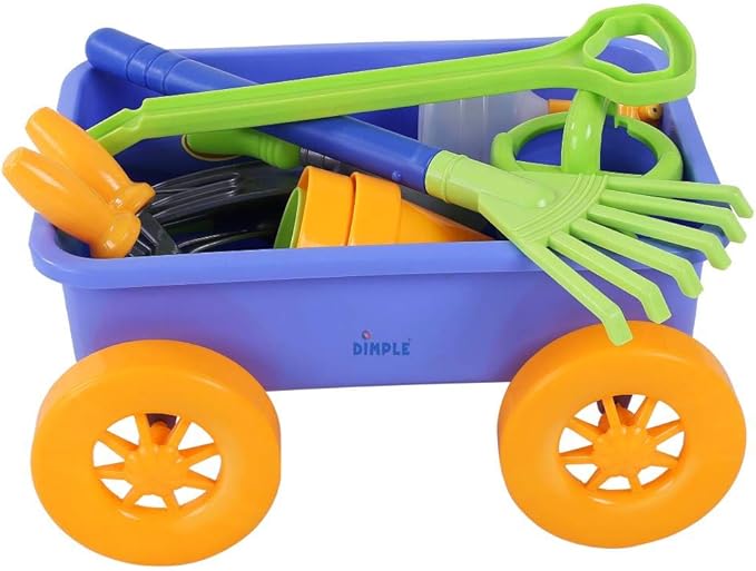 Dimple Garden Wagon & Tools Toy Set, Kids Gardening Set - 15 Pcs Outdoor Toys for Toddlers 1-3, Sand Toys - Sturdy & Durable - Top Yd, Beach, Sand, Garden Play Set for Kids & Toddler Gardening Tools