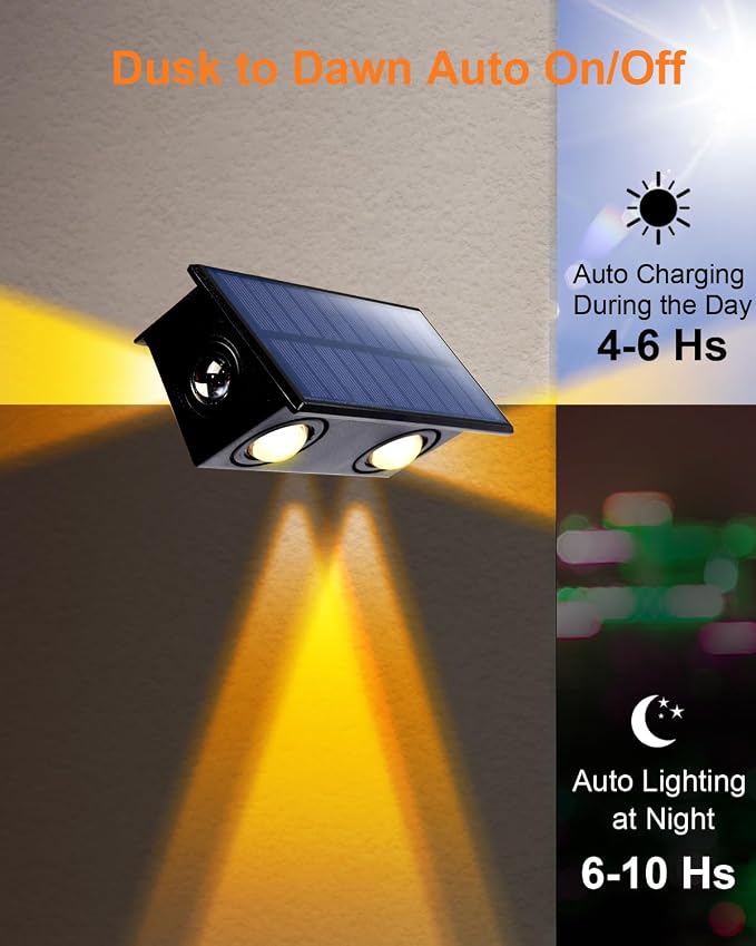 Solar Step Lights (Warm, 3Sides-4Pack) | Solar Powered, Outdoor Steps