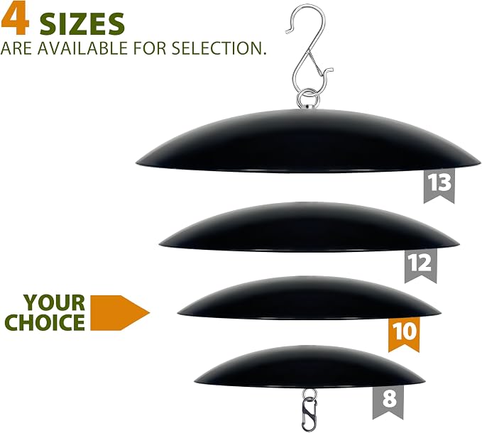 10-Inch Mini Hummingbird Feeder Rain Guard,Bird Feeder Dome Guard,Squirrel Baffle for Hanging Feeder in the Outdoors (Black), 4 Pack