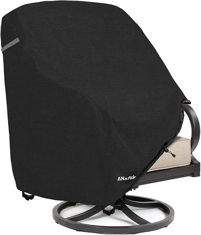 ANartcle Patio Chair Covers,600D Waterproof Heavy Duty Outdoor Lawn Patio Furniture Covers,Patio Swivel Chair Covers for Outdoor Furniture(35W x 37D x 36H inches) Black