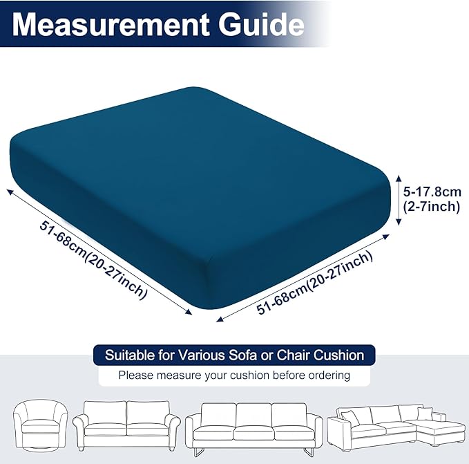 Smiry Waterproof Patio Cushion Covers, Stretch Outdoor Couch Slipcovers Replacement Washable Furniture Protector Sofa Chair Seat Cover for Dogs and Pets (8 Pcs, Peacock Blue)
