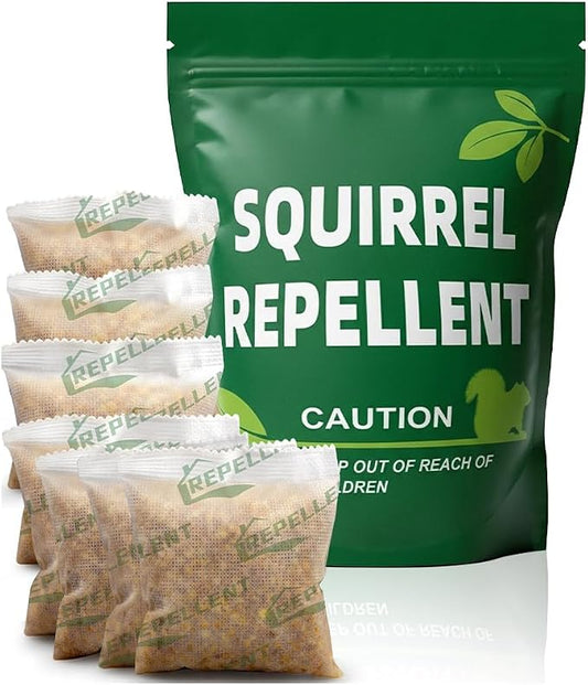 AUDQQM Squirrel Repellent, Outdoor Chipmunk Repellent, Mint Squirrel & Chipmunk Deterrent for Garden, Keep Squirrels Away from Yard, Lawn, Attic & Bird Feeders-7 Pouches