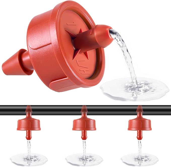 50 PCS 2 GPH Pressure Compensating Drip Irrigation Spot Dripper, Strong Flow Drip Irrigation Emitters Heads for Shrubs Small Trees, Irrigation Drippers Parts for Deep Root Outdoor Garden Irrigation
