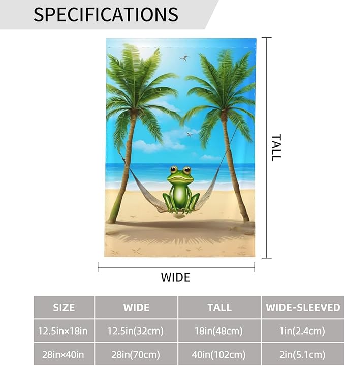 Delerain Frog Garden Flag, 12.5 x 18 Inch Double Sided Design Weather Resistant Indoor & Outdoor Decoration Small Banner for Home Yard Lawn Patio Office