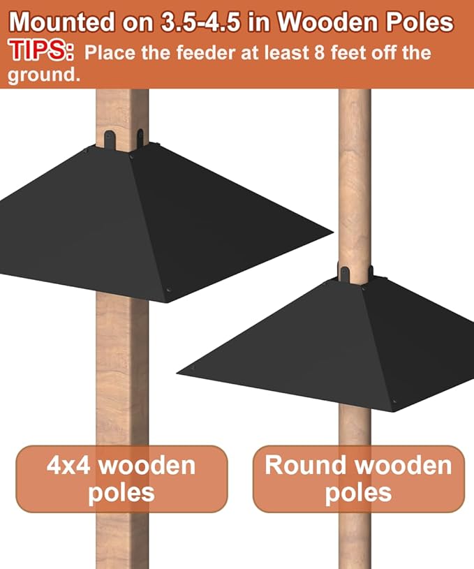 Metal Squirrel Baffle for 4x4 Post, Outside Wooden Pole Mount Squirrel Guards for Bird Feeders, 17 Inch Squirrels Deterrents Stopper to Deter Racoons, Black, 1pcs, (Patented No.: D1069260)