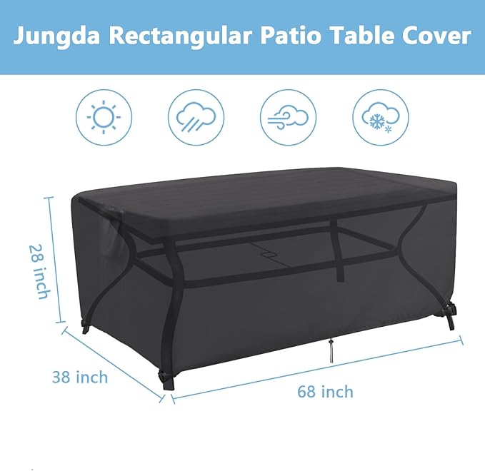 Patio Furniture Set Covers, 68 Inch Rectangle Outdoor Dining Table Cover, Waterproof Outside Table Cover Furniture Covers - 68 X 38 X 28 Inch