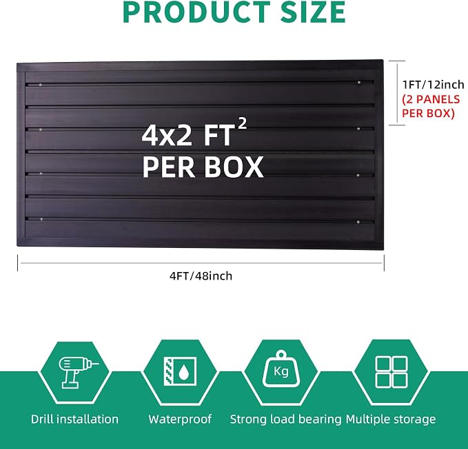 FRAYSCENT Slat Wall Paneling Garage Slat Wall Storage Systems Slatwall Panels Power Tool Organizer Wall Mount, PVC Garage Storage & Organization Products Slate Board (Black, 4ft x 2ft)