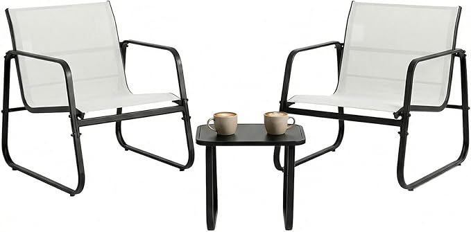 DUMOS 3 Piece Patio Furniture Set，Outdoor Patio Furniture Set with Table, Patio Sectional Bistro Sets for Lawn, Garden, Balcony, Poolside
