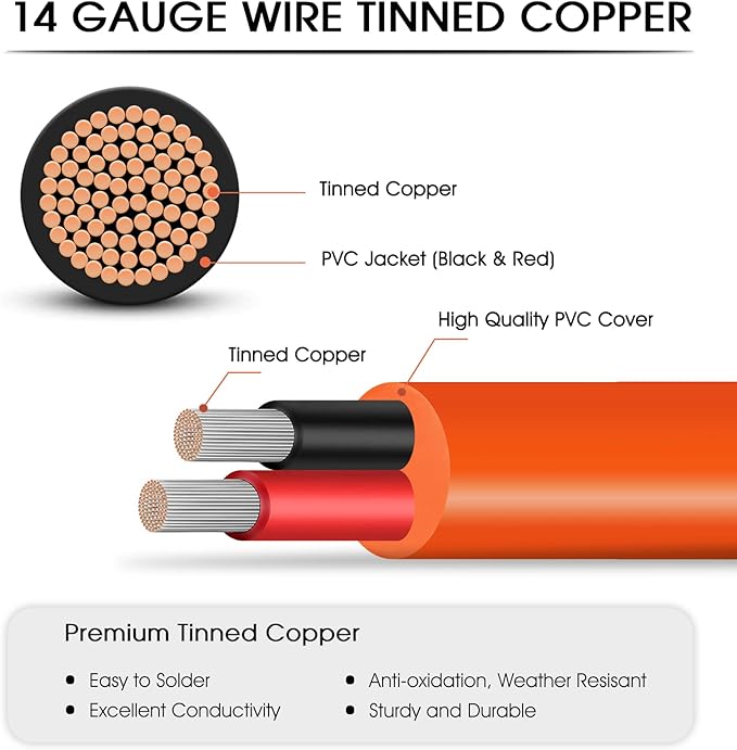 Solar Panel Extension Cable Compatible with Jackery Solar Panel Connector Perfectly for Gz Yeti, Aker, Jackery Portable Power Station (35 Feet)