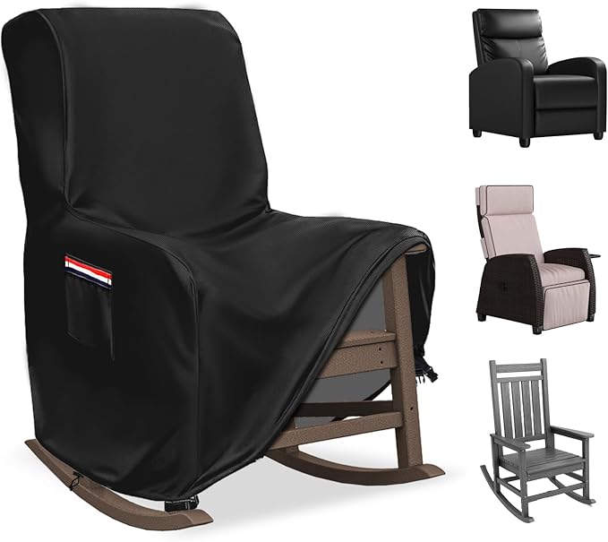 Outdoor Recliner Chair Cover,600D Heavy Duty Waterproof Patio Reclining Lounge Chair Cover,Outdoor Furniture Covers for Lawn/Garden Recliner Chiar,Black
