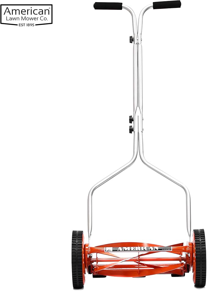 Earthwise 21" Width Leaf & Grass Push Lawn Sweeper and American 14" 4-Blade Push Reel Lawn Mower Bundle