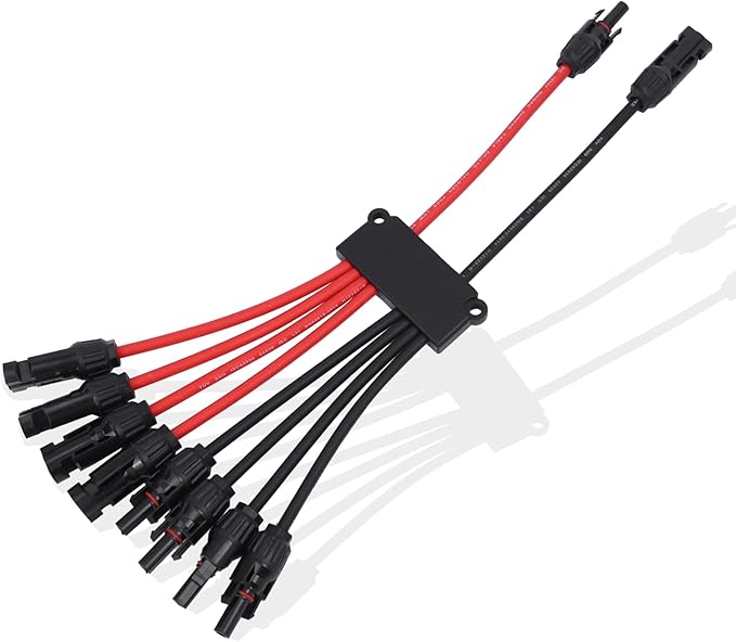 Solar Parallel Connectors for 2-3-4 Solar Panels, Tool-Free MC4 Solar Cable Splitter, Y Branch Solar Panel Splitter, 2 to 8 Solar Parallel Adapter IP68 Waterproof (FMMMM/MFFFF)