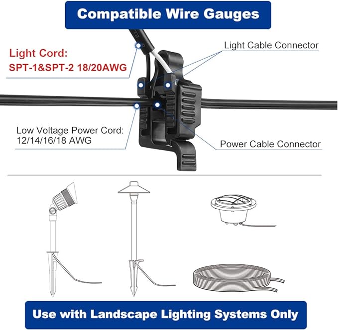 Low Voltage Wire Connectors - Landscape Light Connectors 12-18 Gauge UL Listed for Landscape, Pathway, Spotlight - Pack of 14