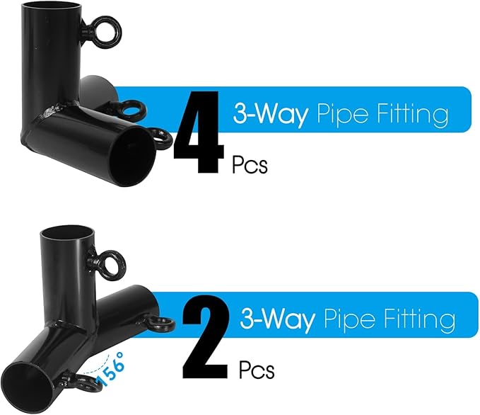 Aoneky 6-Pack 1.05 Inch Corner Canopy Connector Kit, Heavy Duty Carport Frame Fittings for 3/4 Inch EMT Pipe, 156 Degree Peak Angle, Universal for 4 6 8 10 Leg Structures, Black (4-Legs Set)