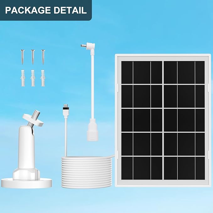 7W Solar Panel for Ring,Solar Charger for Stick Up Cam, Stick Up Cam Pro, Spotlight Cam Plus/Pro with 10FT/3M Waterproof Long Cable and USB-C to Barrel Plug Adapter