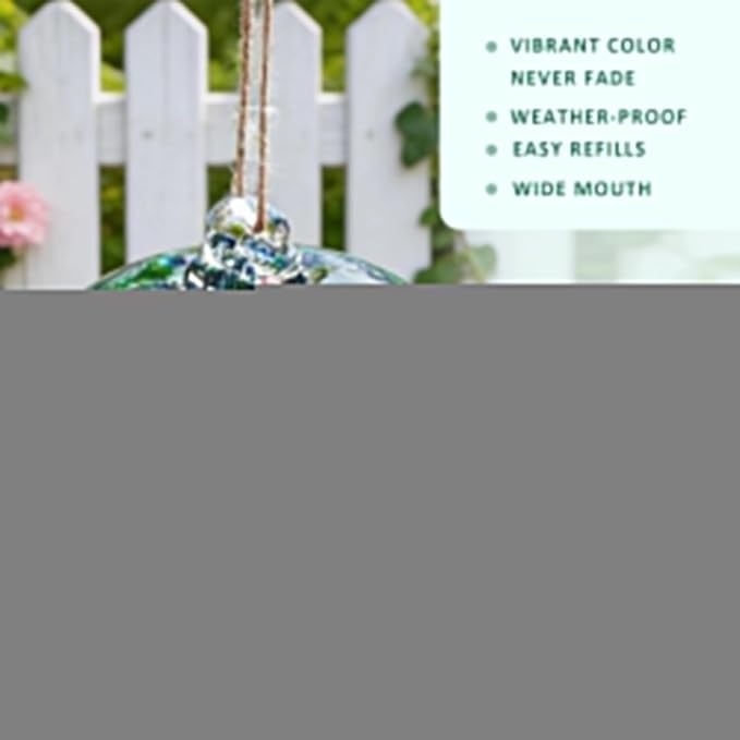 QFkris Blown Glass Hummingbird Feeder for Outdoors Hanging, Small Hummingbird Feeder with Flower Feeding Ports for Outside Garden Backyard Decor, Gifts for Women Mom(Green)