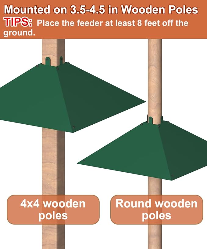 Metal Squirrel Baffle for 4x4 Post, Outside Wooden Pole Mount Squirrel Guards for Bird Feeders, 17 Inch Squirrels Deterrents Stopper to Deter Racoons, Green, 1pcs, (Patented No.: D1069260)