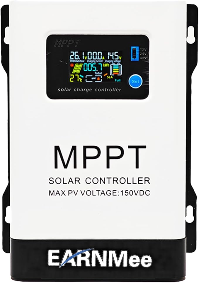 60A MPPT Solar Charge Controller, 18-150VDC PV Input, 12V/24V/48V Adjustable Output(Manual), Ideal for RV, Large Solar Systems, Compatible with Mono/Poly Panels & Lead-Acid/Lithium Batteries