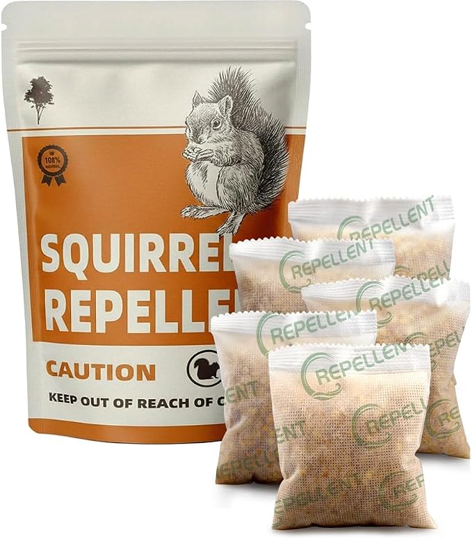 Squirrel Repellent Outdoor, Chipmunk Repellent, Squirrel Deterrent for Gardens/Attics/Cars/Bird Feeders, Get Rid of Chipmunk, Indoor Squirrel Repellant for Plant (2 Ounce (Pack of 5))