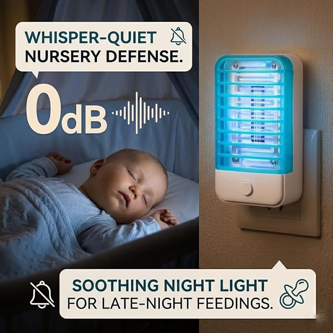 6Pack Bug Zapper Indoor Plug in Mosquito Zapper Indoor,Baby Secure Mosquito Killer for Bedroom&Nursery,Fruit Fly Zapper Insect Killer with 365nm Blue Light,Plug in Gnat Killer for Kitchen&Indoor Plant