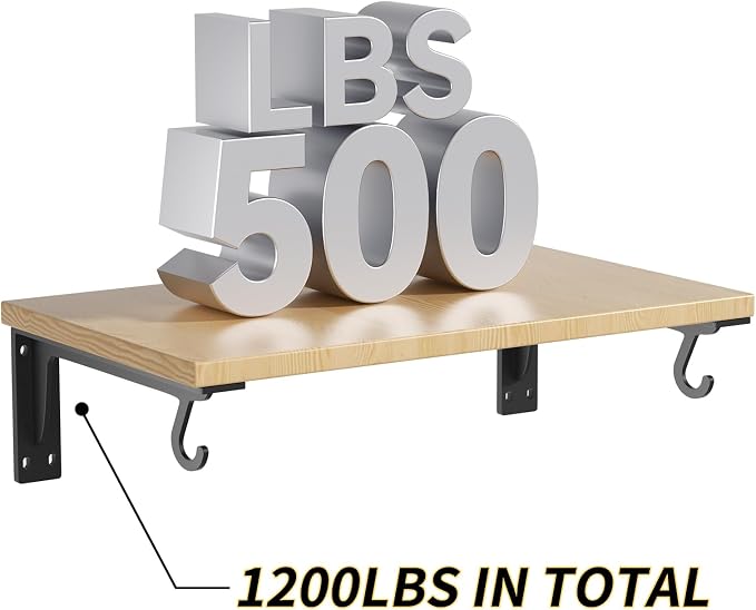Garage Wall Shelving Heavy Duty with Hook Wall -Mounted Floating Shelf Holds Up to 500Lbs Garage Storage Rack for Organization & Storage Bins