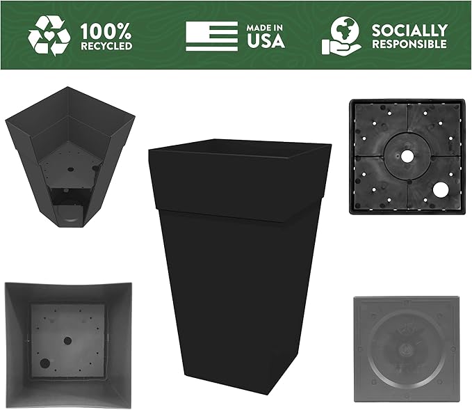 Bloem Finley Tall Tapered Square Planter 25" Black