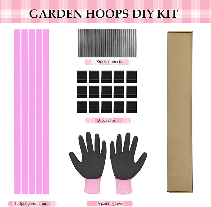 Garden Hoops 120pcs, Sunwuk Greenhouse Hoops for 1-3.5ft Wide Raised Bed, 30 Sets of 5.6ft Long Super Bendable Fiberglass Rods, Raised Planter Box Kit and Mini Greenhouse for Row Cover (S Size)