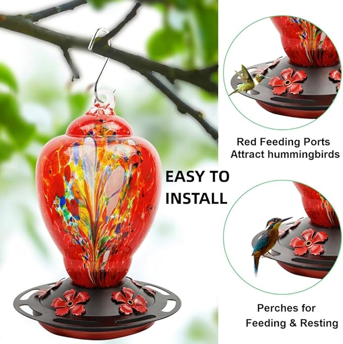 2 Pack Hummingbird Feeder Base Replacement Part Accessories Set - Includes 2 Pcs Bottom Base, Moat Hooks, Seal Rings, Brushes and Hanging Ropes (2, Black-2)