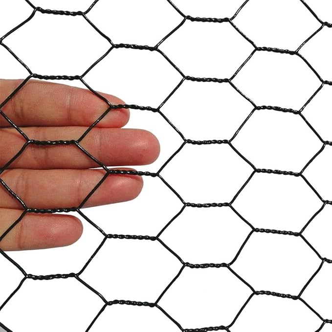 PVC Hexagonal Poultry Netting Chicken Wire 36" x150' x 1" Mesh 20GA Black