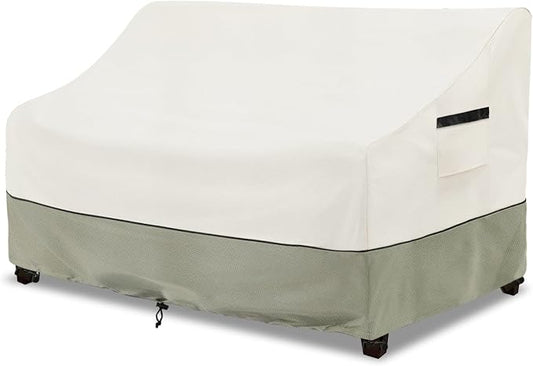 Patio 3-Seater Sofa Cover,Outdoor Couch Cover Fits up to 85W x 38D x 35H Inches,100% Waterproof Heavy Duty Patio Furniture Covers,Beige & Gray-Green