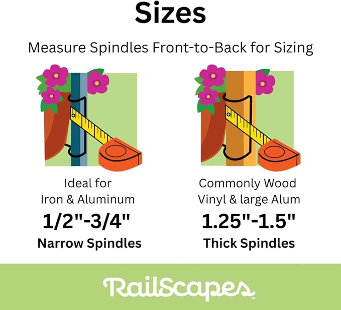 RailScapes Floating Railing Plant Clip for 1.25” - 1.5” Thick Spindle