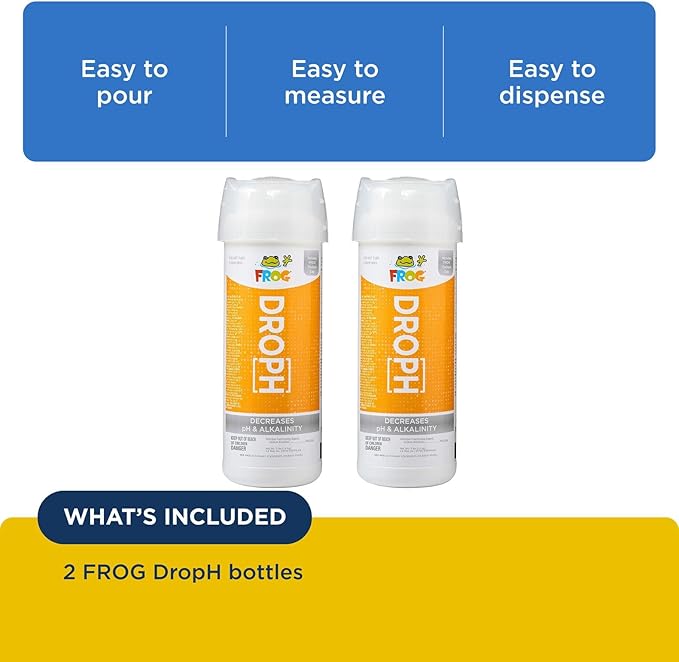 FROG DropH pH and Total Alkalinity Decreaser for Hot Tubs and Swim Spas - 3 lb Bottle with TruDose Measuring Cap for Easy Maintenance & Balancing - 2 Pack