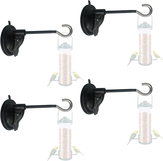 4 Pack Window Suction Cup Bird Feeder Hanger for Bird Feeders and Wind Chimes and Plant, Bird Feeder Hook with Strong Suction Cup, Using the Glue Drop Process- no Feeder and Wind Chimes and Plant