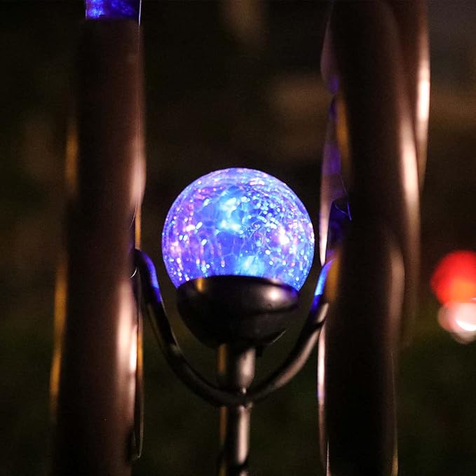 Solar Powered Glass Ball+Accessories - for Solar Wind Spinner Replacement Solar Light Parts (Bronze)
