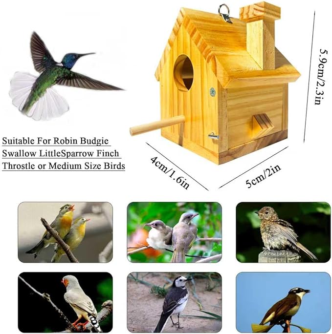 Bird Houses for Outside Clearance, Bird House Natural Wood Birdhouse with Pole, Hanging Blue Bird Houses for Outdoors Garden Country, Finch Cardinals Swallow Wren Bluebird House