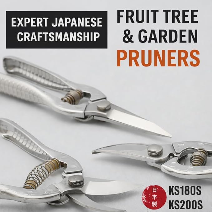 Made in Japan Pruning Shears – Japanese Craftsmanship, Sharp & Durable, Ergonomic Comfort for All-Day Use, Co-Developed with Agricultural Professionals (Orchard & Fruit Tree) (7.7 in (195mm))