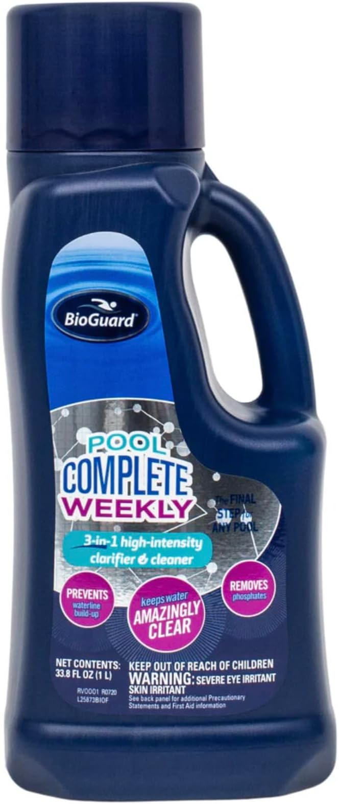 BioGuard Pool Complete Weekly 1L, 3-in-1 High-Intensity Clarifier & Cleaner, Prevents Waterline Buildup, Removes Phosphates, Keeps Water Clear
