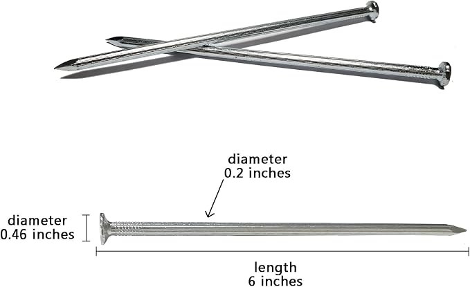 Metal Landscape Edging Anchoring Spikes 6 Inches Length 150 Count, Galvanized Landscape Spikes, Garden Nails for Artificial Turf, Paver Edging, Weed Barrier, Carpentry More (150)