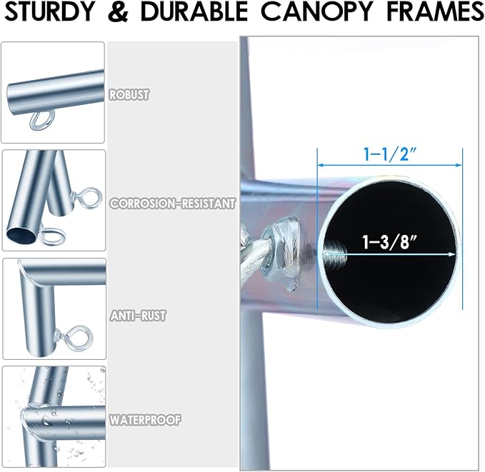 Blulu 15 Pcs 6 Leg Style Carport Canopy Pipe Fittings Low Peak Connectors with Threaded Eyebolts Galvanized Steel Canopy Connectors for 1 3/8 inch Pipe Flower Stands and Greenhouse Frames Awnings