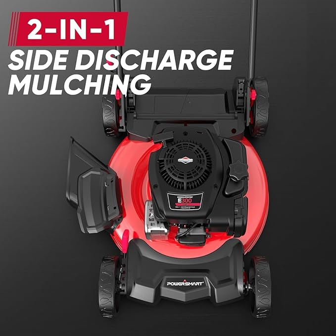 PowerSmart Push Lawn Mower, 21" Mower with B&S 125cc Engine, 2-in-1 Mulching and Side Discharge, Corded Push Lawn Mowers for Garden Yard
