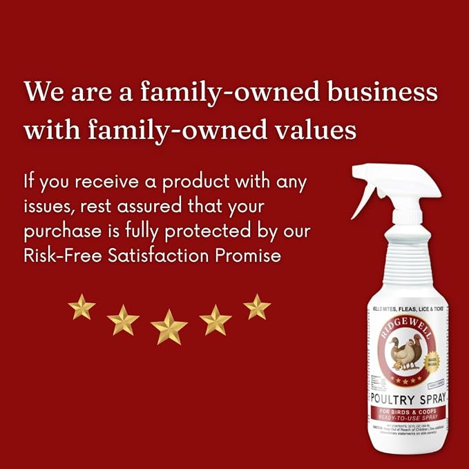 Poultry Chicken & Coop Spray 32 oz | Kills Mites, Fleas, Lice & Ticks | Clove & Cottonseed Essential Oils | Use on Chicks* & Laying Hens | No Egg Withdrawal | Made in USA