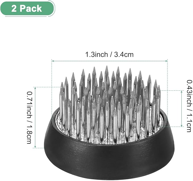 M METERXITY 2-Pack Flower Frog 1.34" Round Steel Floral Arranger Pins Ikebana Holder W Rubber Base for Flower Arrangements/Craft Plant/Home Decor, Floral Kenzan Fixed Tool [1.1cm Pins]