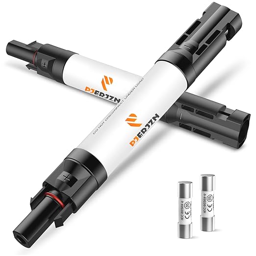 Solar Fuse Holder Inline 30Amp 1000V PV Fuses 30A Panel Fuse with Male and Female Connector for Panels Surge Protection Device 2 Pcs